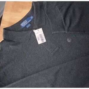 Polo Ralph Lauren Interlock Polo Shirt Mens XXL 2XL Long Sleeve Charcoal New